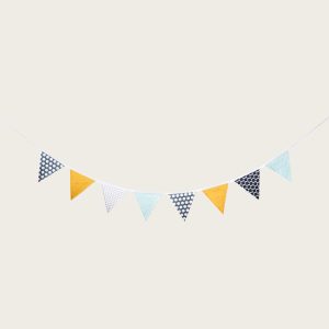 Guirlande de fanions en coton – noir, jaune et vert