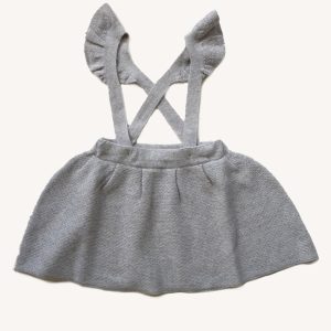 Jupe grise à bretelles volantées