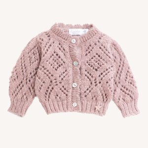 Gilet ajouré rose