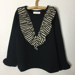 Sweat avec volant noir et or Albertina