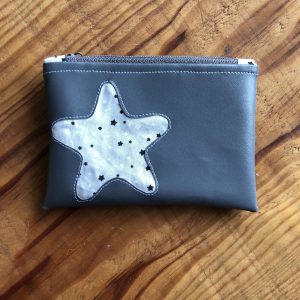 Porte monnaie zippé en simili cuir gris