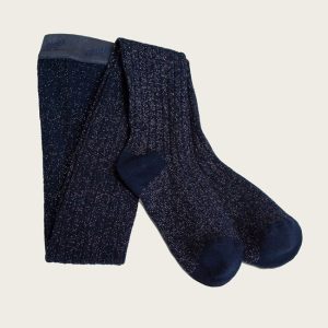 Collants brillants bleu nuit