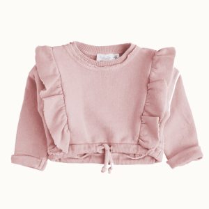 Sweatshirt à volants rose