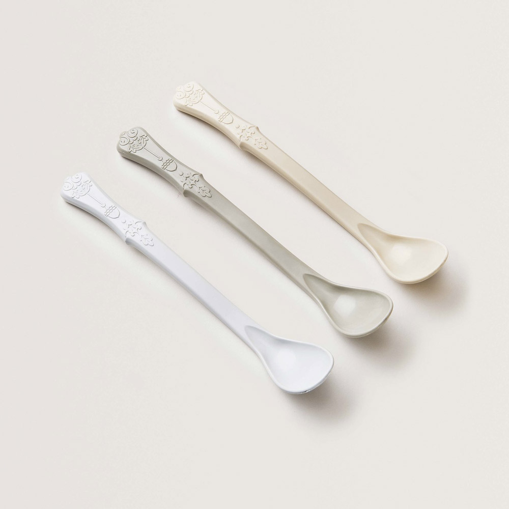 Cuillères pour bébé – lot de 3 | blanc, vert clair, ivoire