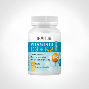 BIOHERBS VITAMINES D3+K2 2000UI 60 GELULES
