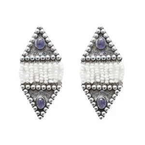 Sapphire Rain Pearl Earrings