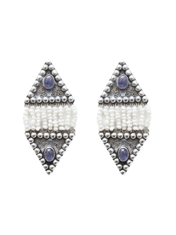 Sapphire Rain Pearl Earrings