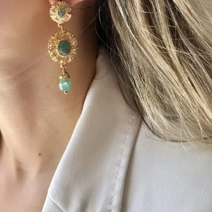 Boucles d’oreilles Impériales Émeraude