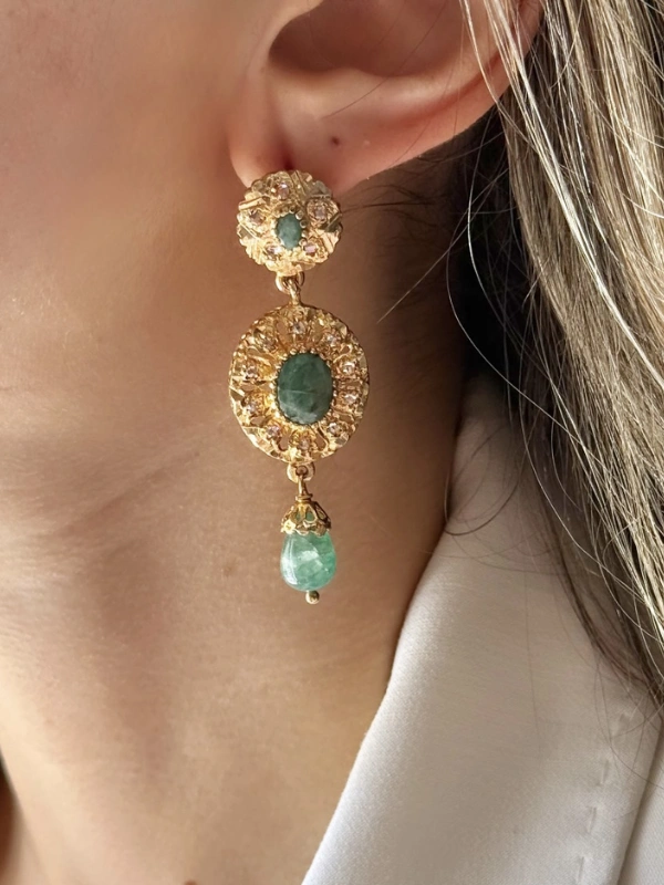 Boucles d’oreilles Impériales Émeraude – Image 2