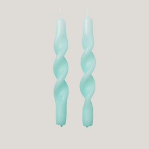 Duo de bougies torsadées menthe