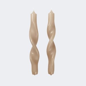 Duo de bougies torsadées noisette