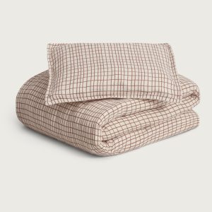 Parure de lit Checks rust 100×140 cm