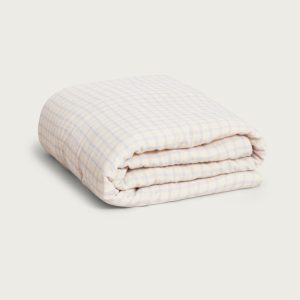 Couette matelassée gaze de coton Vichy bleu