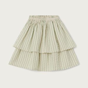 Jupe rayée en coton gaufré