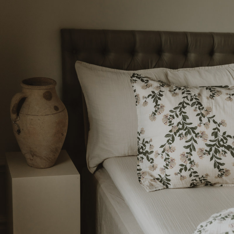 Drap-housse mousseline de coton ivoire 140x190cm – Image 4