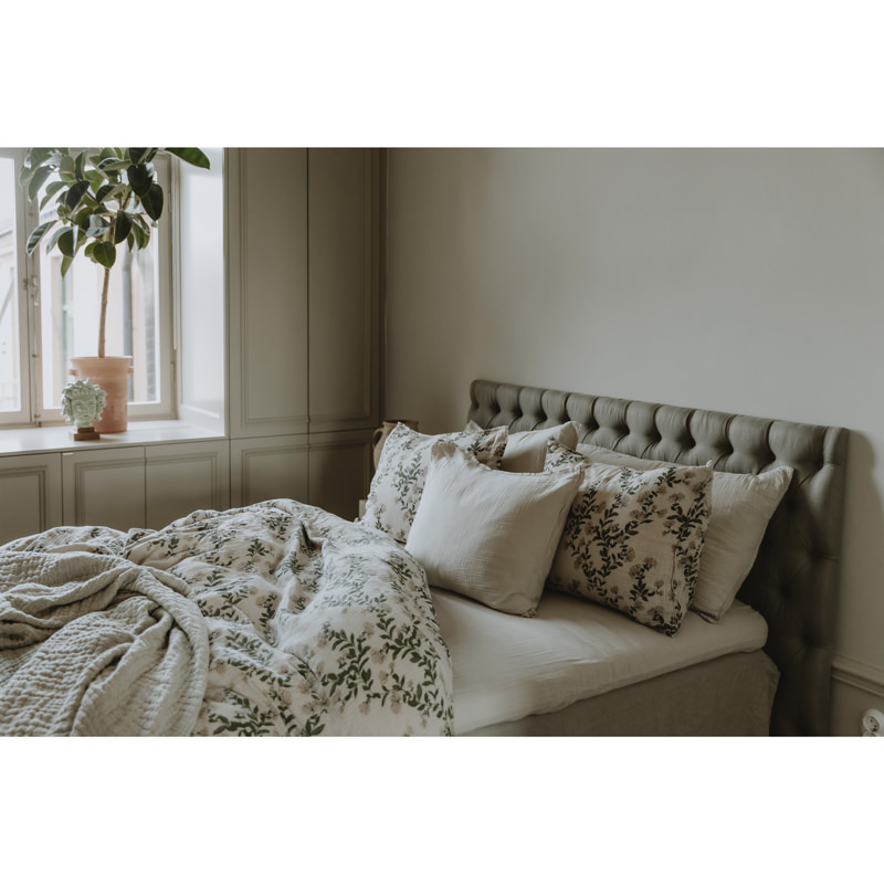 Drap-housse mousseline de coton ivoire 140x190cm – Image 3