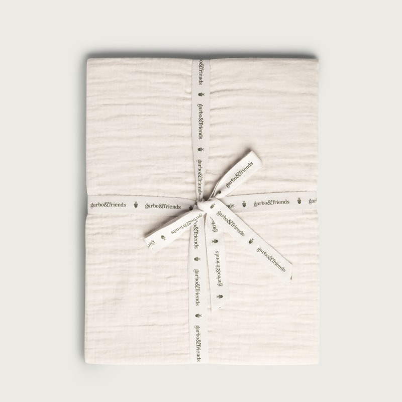 Drap-housse mousseline de coton ivoire 140x190cm