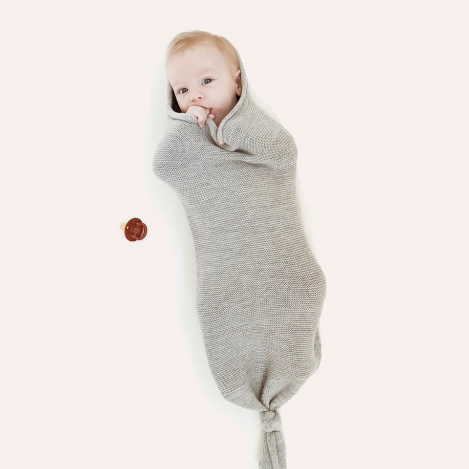 Cocon en laine mérinos gris chiné