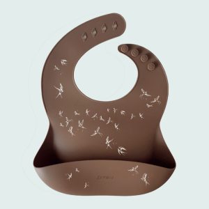 Bavoir silicone Hirondelles – noisette