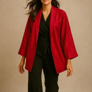 Haori tafta de soie cerise