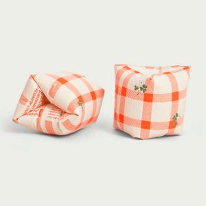 Brassards roll-up Vichy fleuri rouge